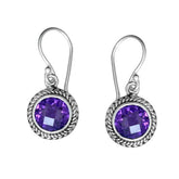 AE-6089-AM Sterling Silver Earring With Amethyst Q. Jewelry Bali Designs Inc
